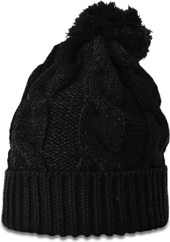 Richardson 141R Chunk Twist Knit Beanies with Cuff - Black