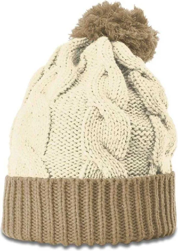 Richardson 141R Chunk Twist Knit Beanies with Cuff - Cream Mocha