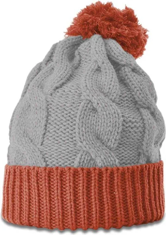 Richardson 141R Chunk Twist Knit Beanies with Cuff - Heather Gray Rust