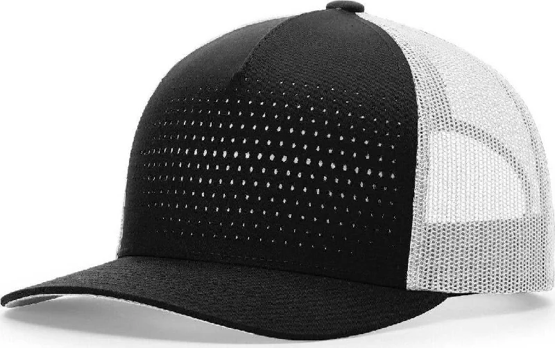 Richardson 163 Laser Cut Five Panel Trucker Caps- Black Light Gray