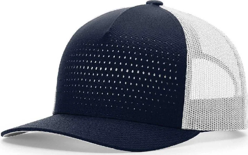 Richardson 163 Laser Cut Five Panel Trucker Caps- Navy Light Gray