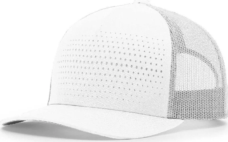 Richardson 163 Laser Cut Five Panel Trucker Caps- White Light Gray