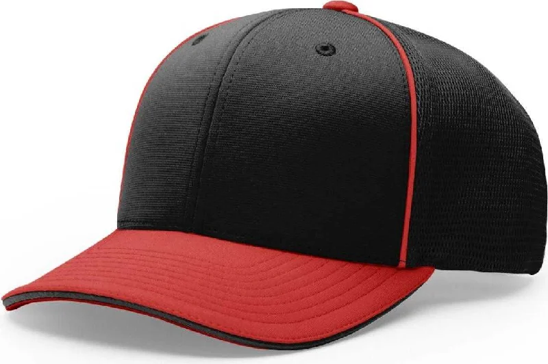 Richardson 172 Fitted Pulse Sportmesh with R-Flex Caps- Black Red