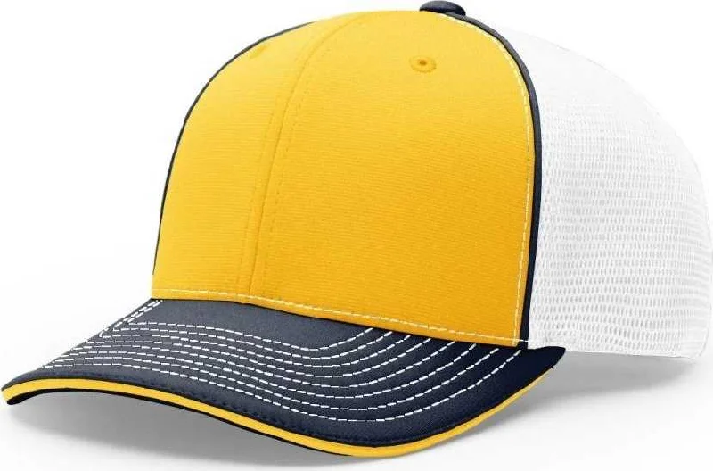 Richardson 172 Fitted Pulse Sportmesh with R-Flex Caps- Gold White Navy Tri