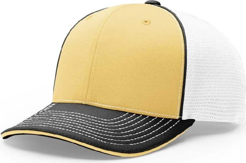 Richardson 172 Fitted Pulse Sportmesh with R-Flex Caps- Vegas Gold White Black Tri