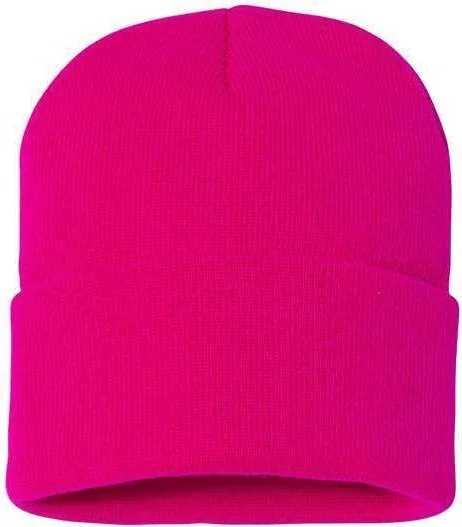 Sportsman SP12 Solid 12" Cuffed Beanie - Neon Fuchsia