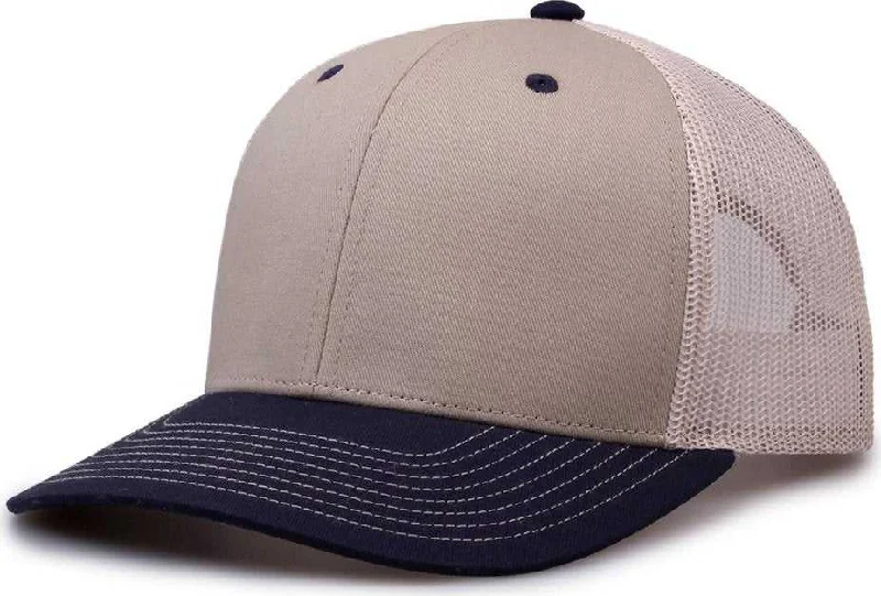 The Game GB452E Everyday Trucker Cap - Khaki Navy Stone