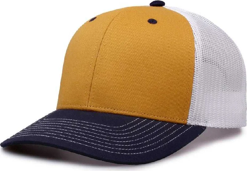 The Game GB452E Everyday Trucker Cap - Mustard Navy White