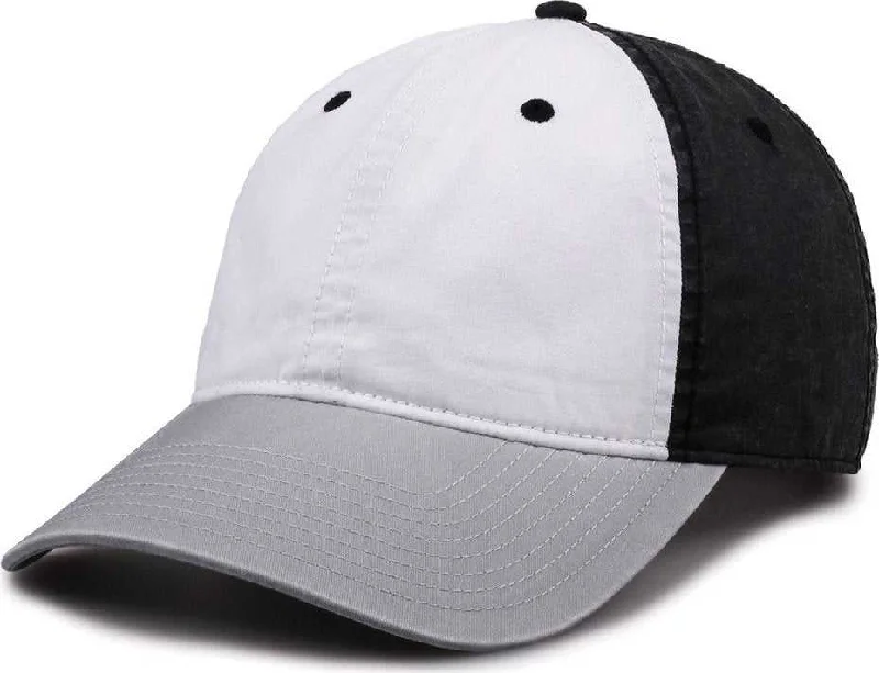 The Game GB516 Twill Color Block Cap - White Black Gray