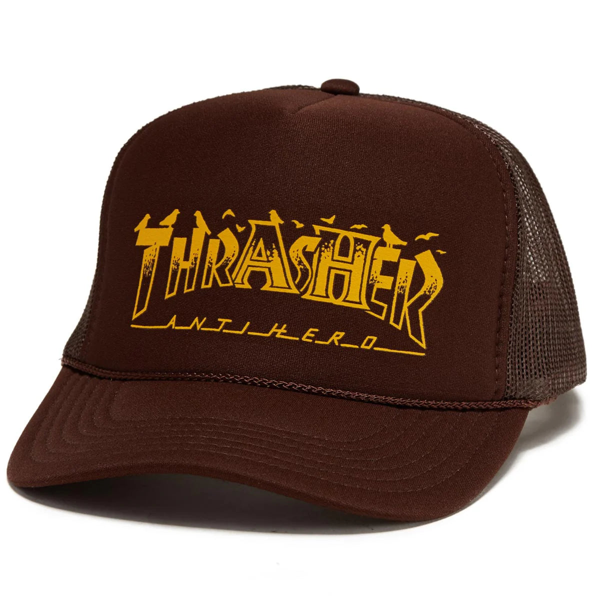 Thrasher x Anti-Hero Pigeon Mag Trucker Hat - Brown