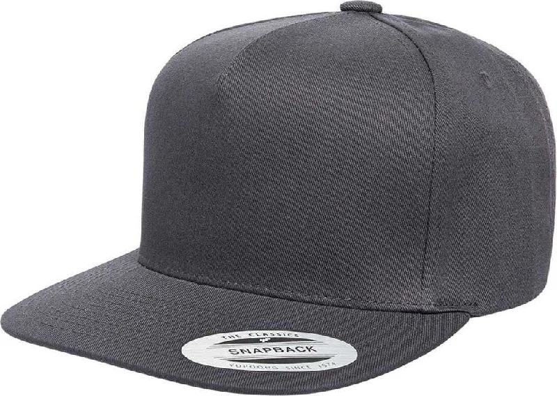 Yupoong 6007 Classics 5-Panel Cotton Twill Snapback Cap - Dark Gray