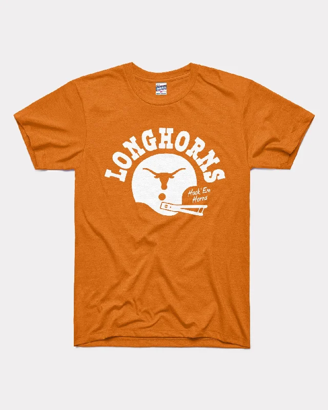 Hook 'Em Football Helmet Burnt Orange T-Shirt