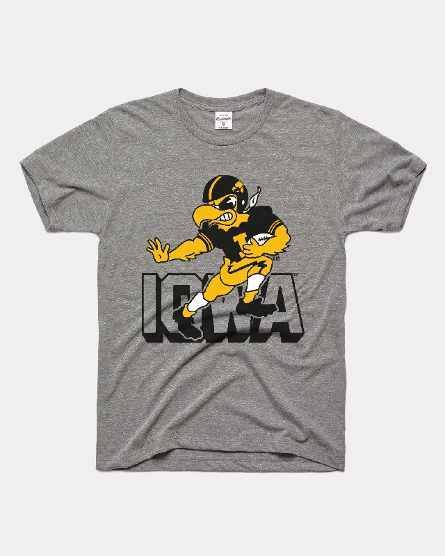 Iowa Hawkeye Football Stiff Arm Vintage Grey T-Shirt