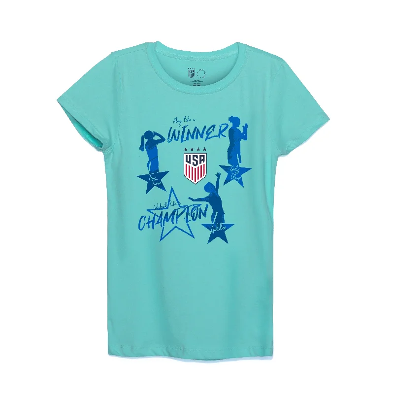 U.S. Soccer USWNT Girl's Celebrate Like a Champion Girl's Princess T-Shirt