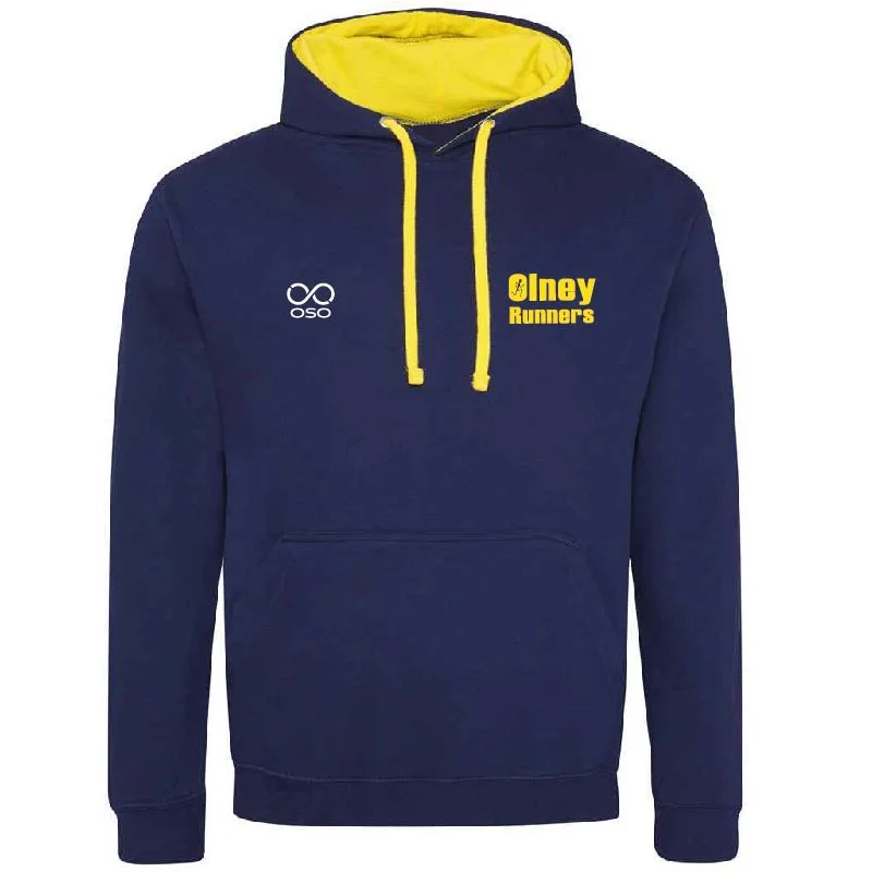 Olney Runners Contrast Hoodie - Ox. navy/sun yel.