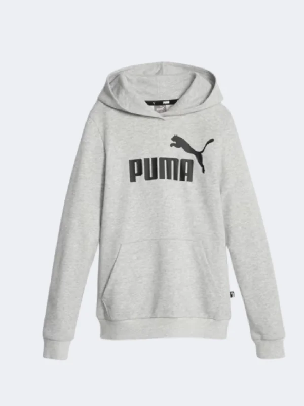 Puma Essential Logo Girls Lifestyle Hoody Light Grey Heather