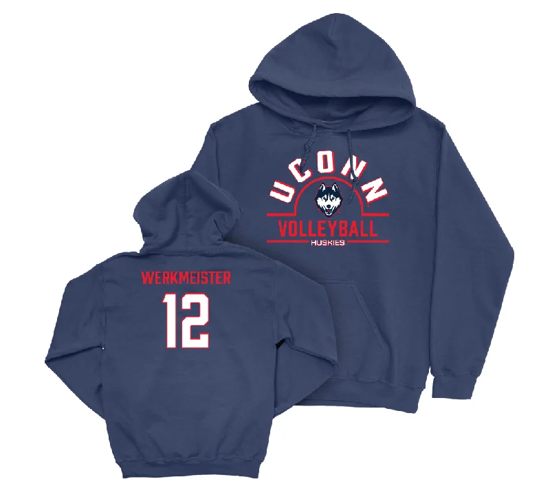 UConn Women's Volleyball Arch Navy Hoodie - Emma Werkmeister | #12