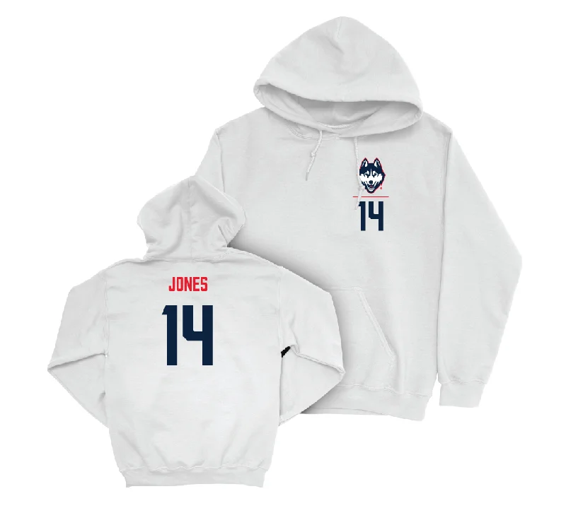 UConn Women's Volleyball Logo White Hoodie - Audrey Jones | #14