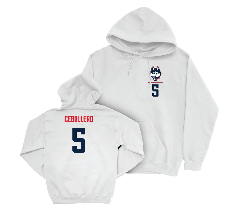 UConn Women's Volleyball Logo White Hoodie - Ayva Cebollero | #5