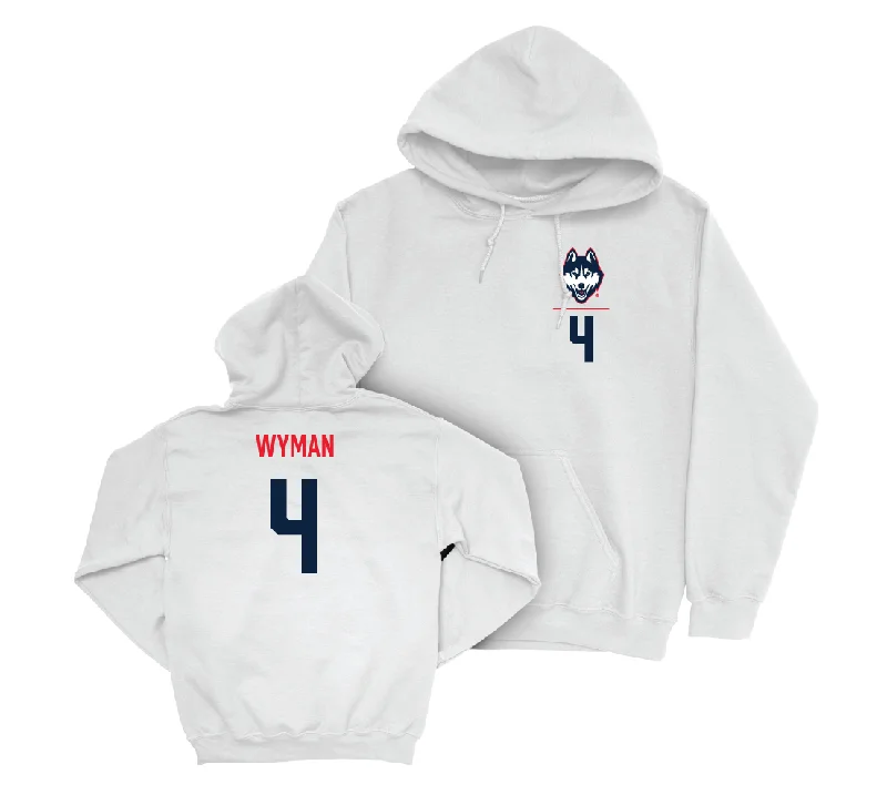 UConn Women's Volleyball Logo White Hoodie - Brenna Wyman | #4