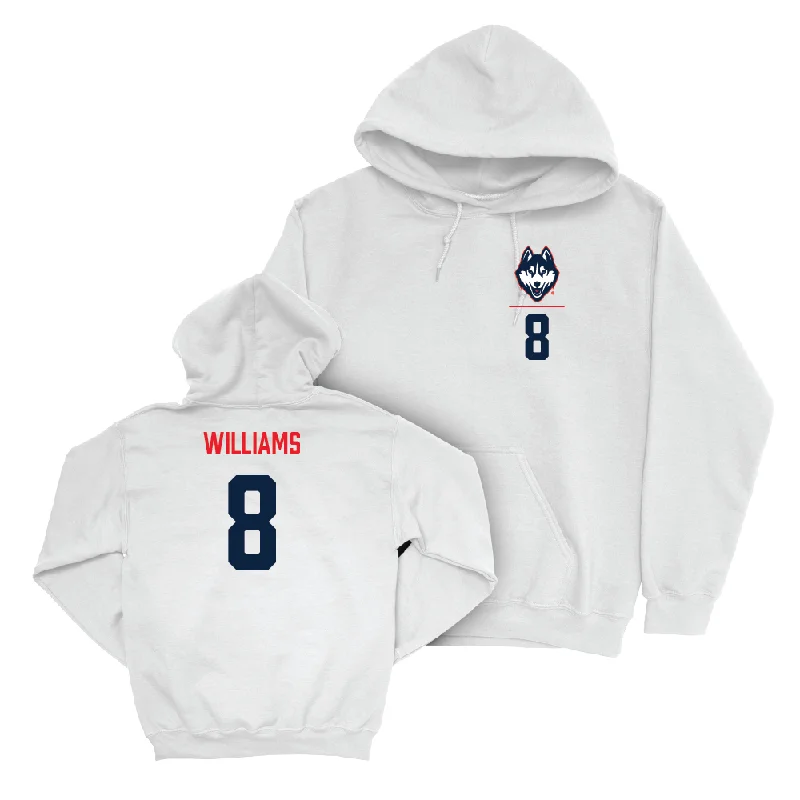 UConn Women's Volleyball Logo White Hoodie  - Dajah Williams