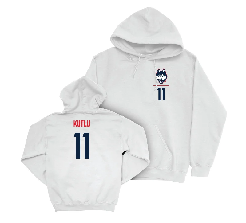 UConn Women's Volleyball Logo White Hoodie - Doga Kutlu | #11