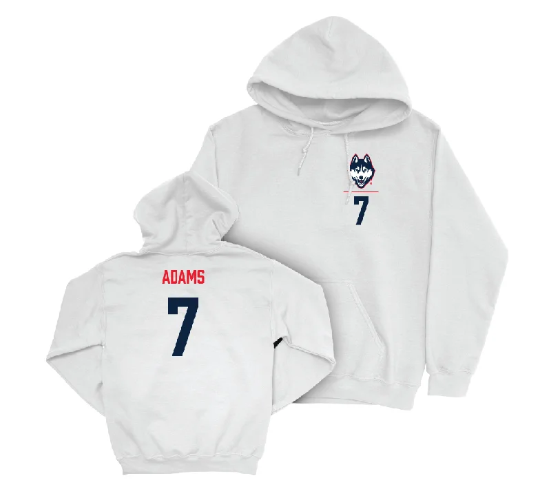 UConn Women's Volleyball Logo White Hoodie - Eli Adams | #7