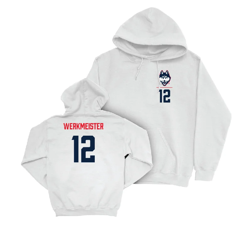 UConn Women's Volleyball Logo White Hoodie - Emma Werkmeister | #12