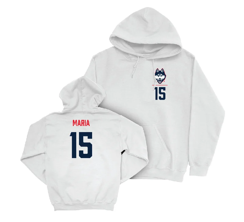 UConn Women's Volleyball Logo White Hoodie - Grace Maria | #15