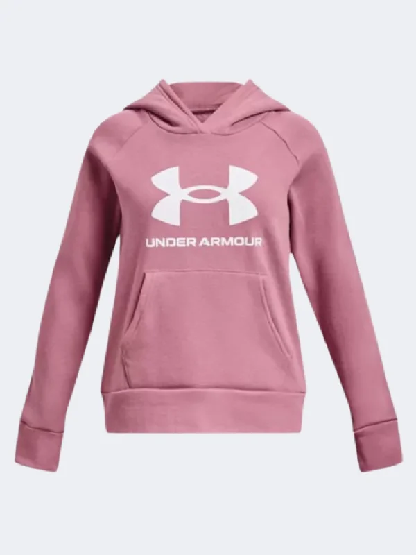 Under Armour Rival Fleece Girls Training Hoody Pink Elixir/White