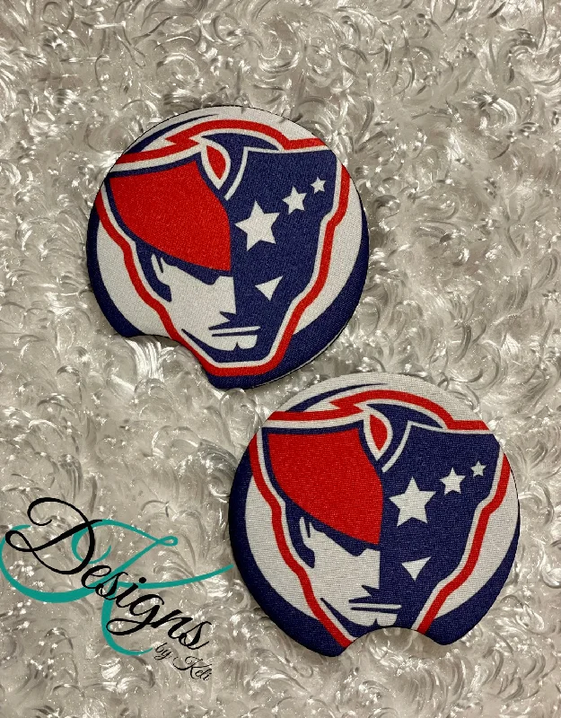 Car Coasters - Set of 2 - Seeger Patriots - Patriot Head