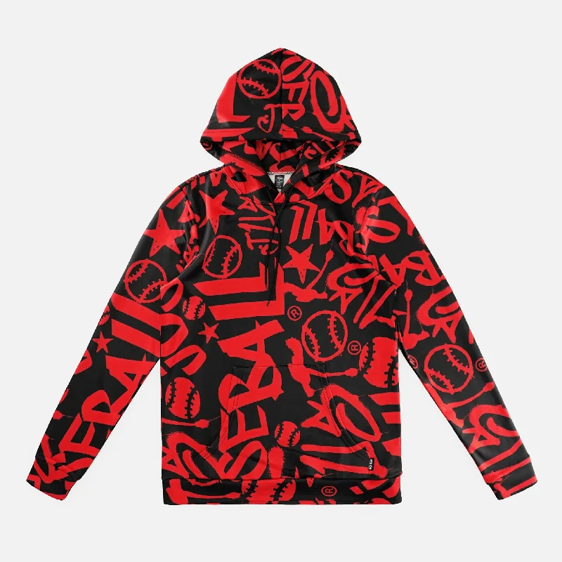 Just Ball Baseball Red Black Hoodie - Big